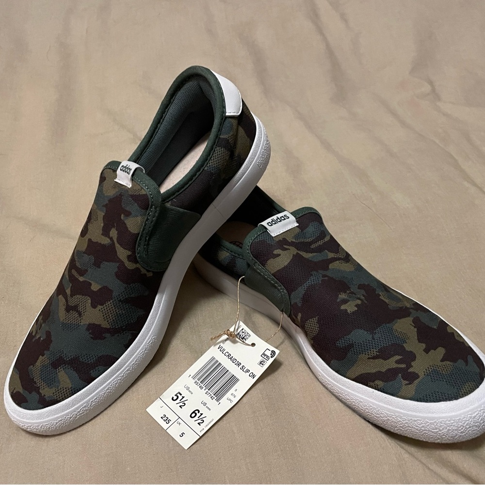 Adidas Green and Brown Camouflage Sneakers